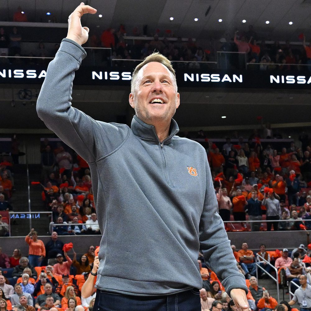 Auburn football coach Hugh Freeze is introduced during Auburn basketball vs Arkansas on Saturday, Jan. 7,.2023 in Auburn, Ala. Alabama News