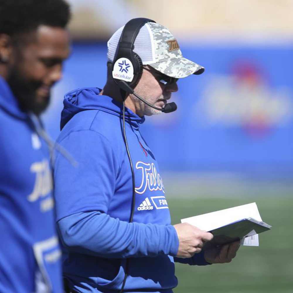 Tulsa head Philip Montgomery check his notes during their NCAA college football game against Tulane in Tulsa, Okla. on Saturday, Nov. 5, 2022. (AP Photo/Dave Crenshaw) Alabama News