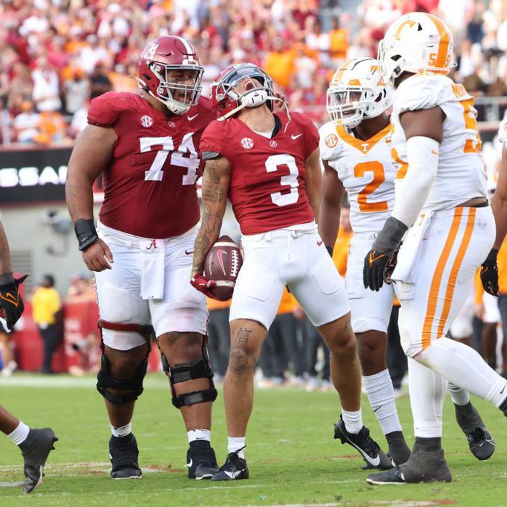 Alabama wide receiver Jermaine Burton (3) celebrates at Bryant-Denny Stadium in Tuscaloosa, AL on Saturday, Oct 21, 2023. Alabama News