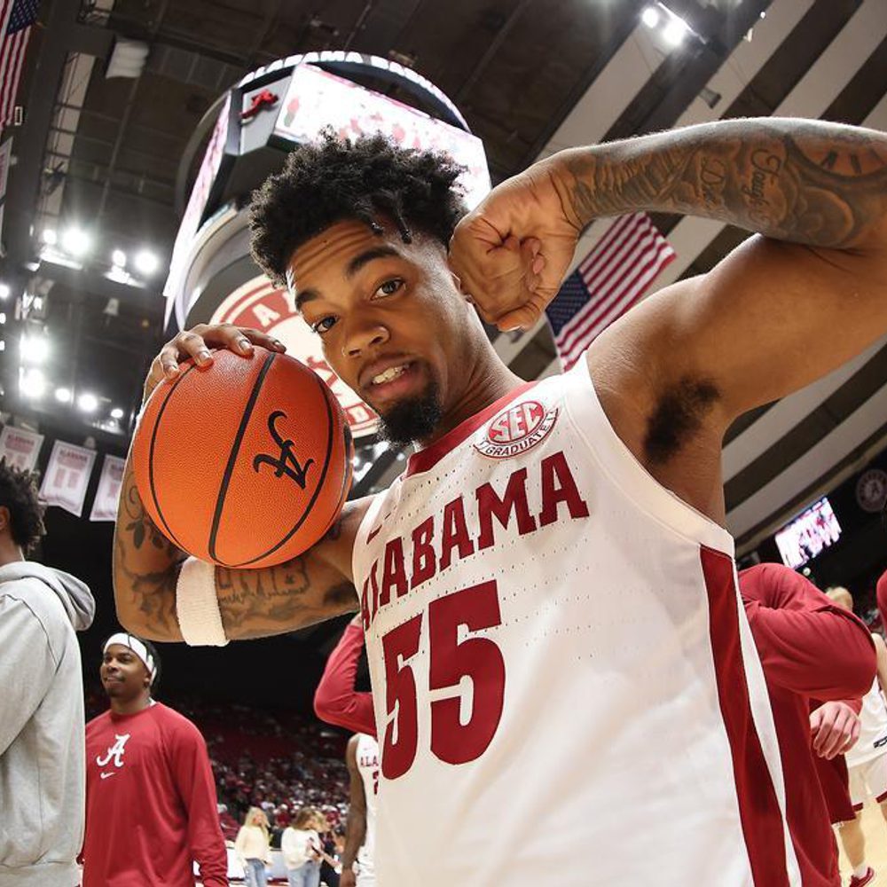 Alabama guard Aaron Estrada (55) warms up at Coleman Coliseum in Tuscaloosa, AL on Friday, Nov 17, 2023. Alabama News