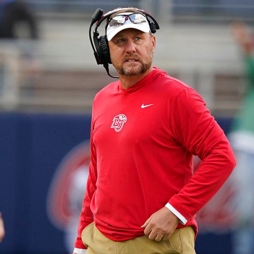 Liberty head coach Hugh Freeze looks towards his team during the second half of an NCAA college football game against Ole Miss in Oxford, Miss., Saturday, Nov. 6, 2021. Mississippi won 27-14. (AP Photo/Rogelio V. Solis)AP Alabama News