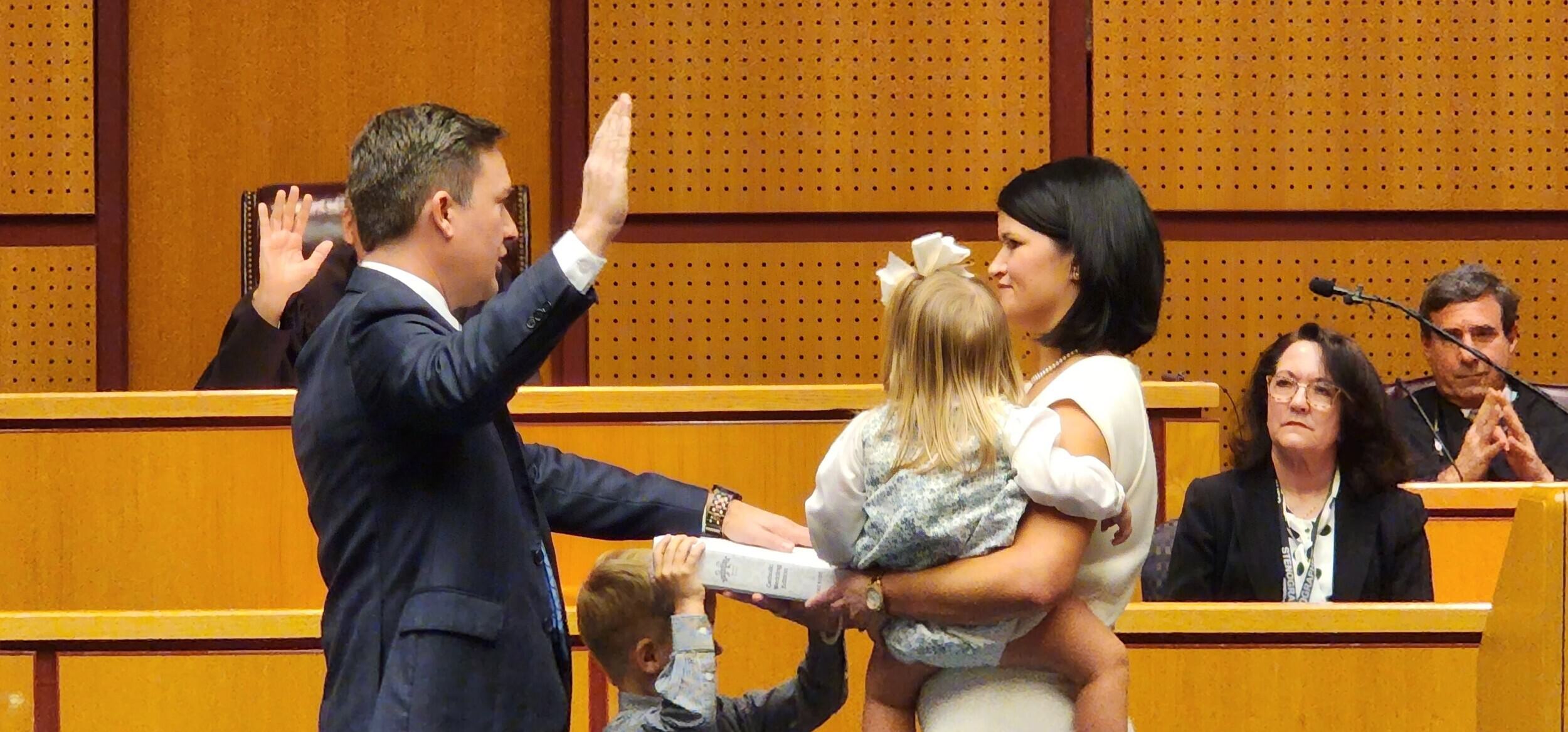Mobile County District Attorney Keith Blackwood sworn in on Wednesday, Jan. 11, 2023. Photo: Erica Thomas.