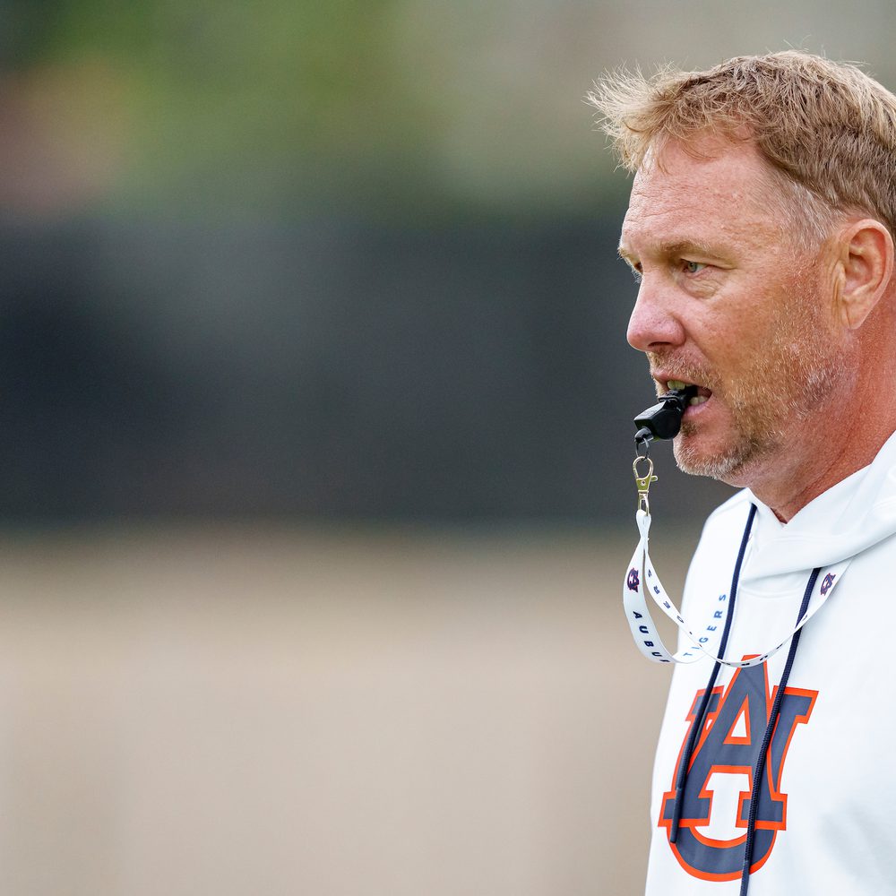 AUBURN, AL - April 03, 2023 - Auburn Head Coach Hugh Freeze during spring practice at the Woltosz Football Performance Center in Auburn, AL. Photo by Austin Perryman Alabama News