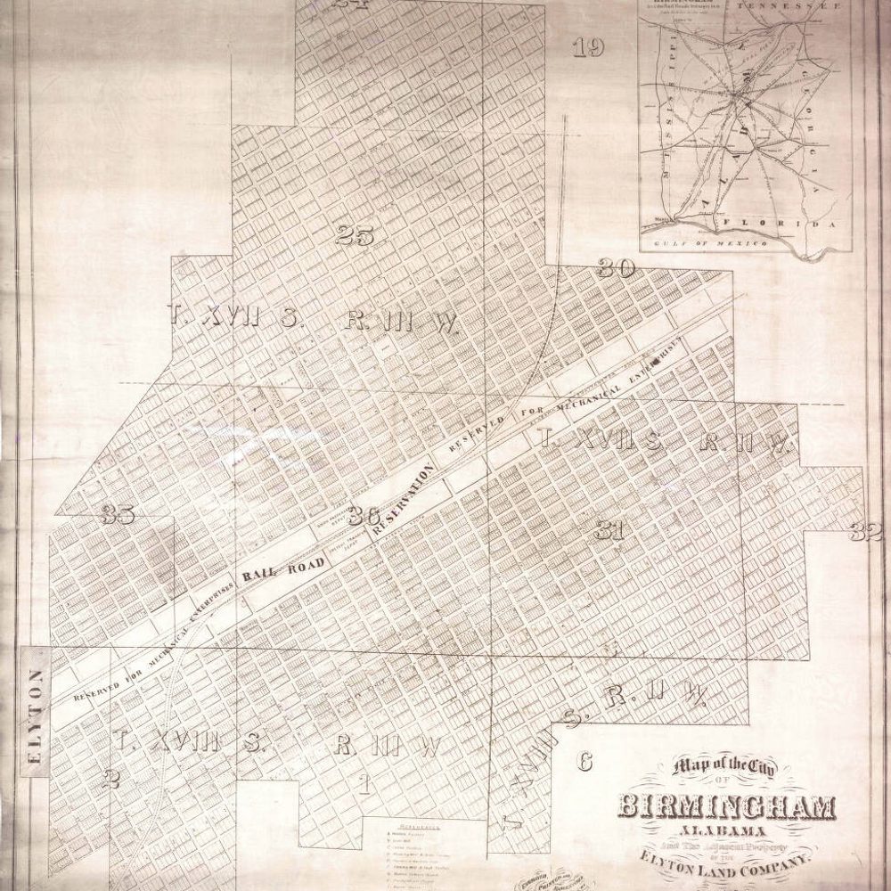 22 Map of the City of Birmingham Ala and the adjacent property of the Elyton Land Co22 c 1880 Photo from Alabama Department of Archives and History Alabama News