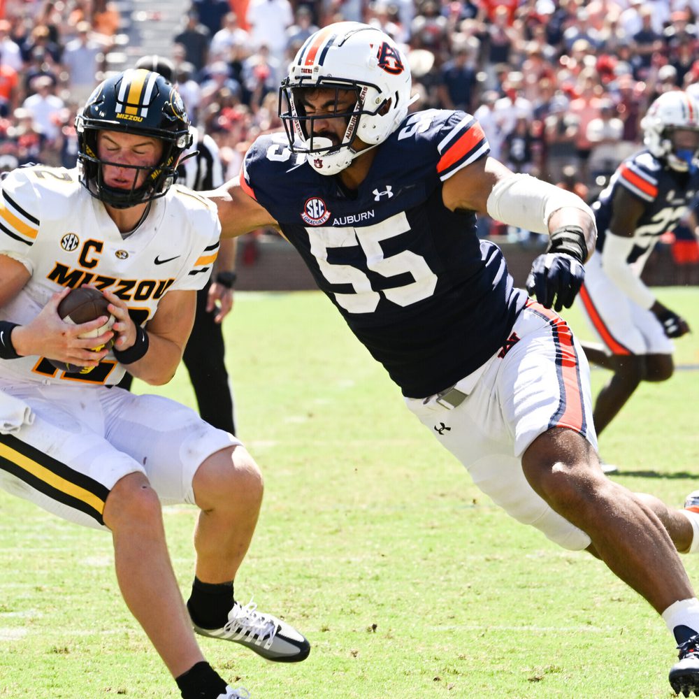 24 09, 2022; Auburn, AL, USA; Eku Leota (55) during Auburn vs Missouri Mandatory Credit: Todd Van Emst Alabama News