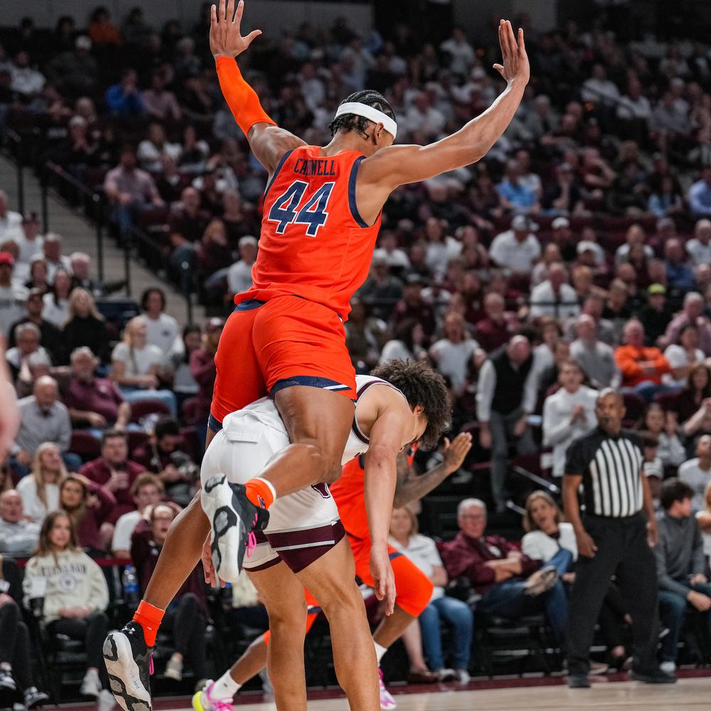 Dylan Cardwell (44) during the game between the Texas A&M Aggies and the #29 Auburn Tigers at Reed Arena in College Station, TX on Tuesday, Feb 7, 2023. Steven Leonard/Auburn Tigers Alabama News