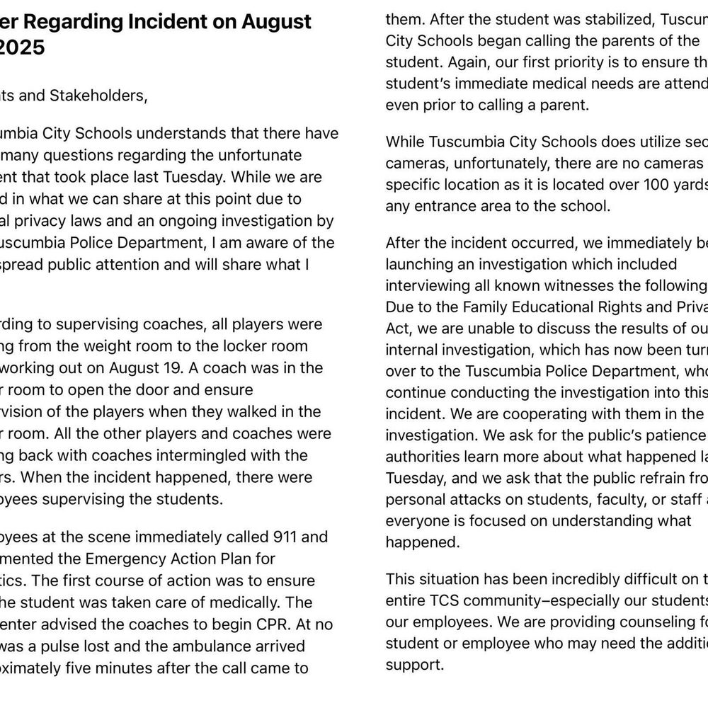 Tuscumbia letter Alabama News