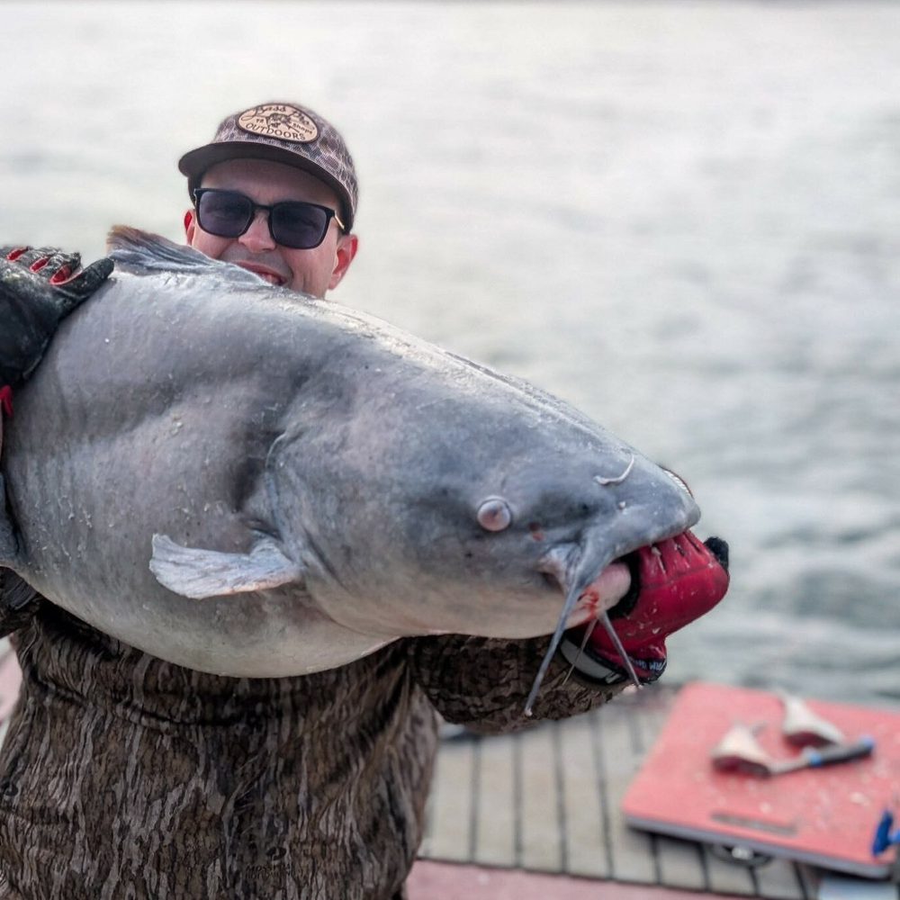 Forrest Winters reeled in an 84.3-pound catfish on Lake Guntersville. (Alabama Wildlife) Alabama News