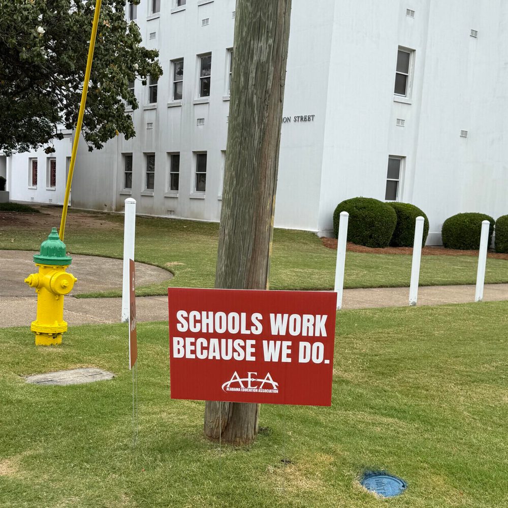 AEA sign, Statehouse, 4/23/2025 Alabama News