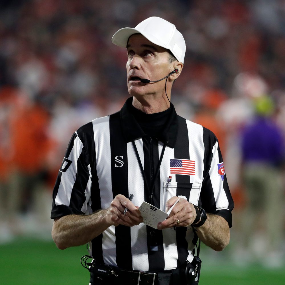 NCAA Referee Ken Williamson during the first half of the Fiesta Bowl NCAA college football game between Ohio State and Clemson, Saturday, Dec. 28, 2019, in Glendale, Ariz. (AP Photo/Rick Scuteri). Alabama News