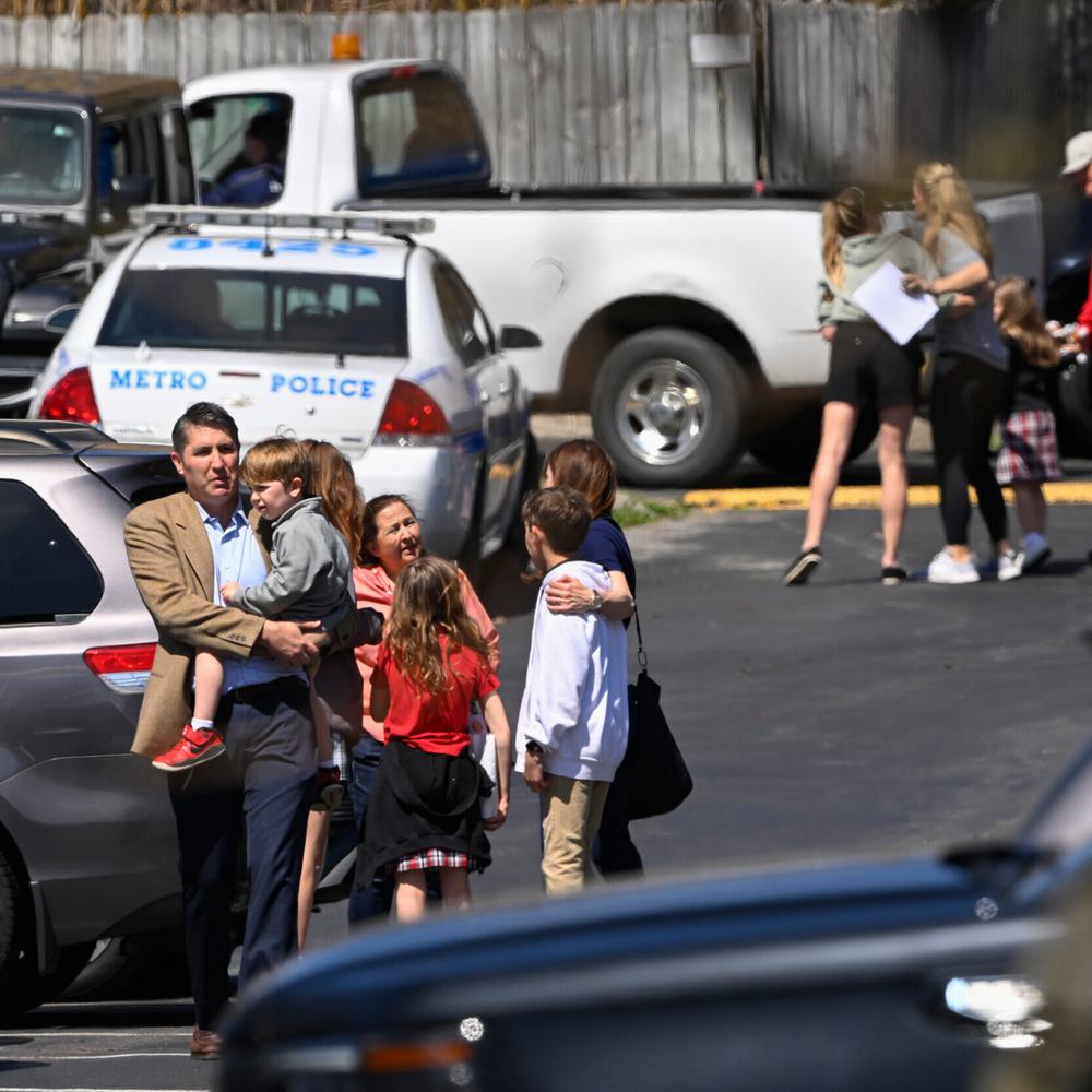 Families leave a reunification site in Nashville, Tenn., Monday, March 27, 2023 after several children were killed in a shooting at Covenant School in Nashville. The suspect is dead after a confrontation with police. (AP Photo/John Amis) Alabama News