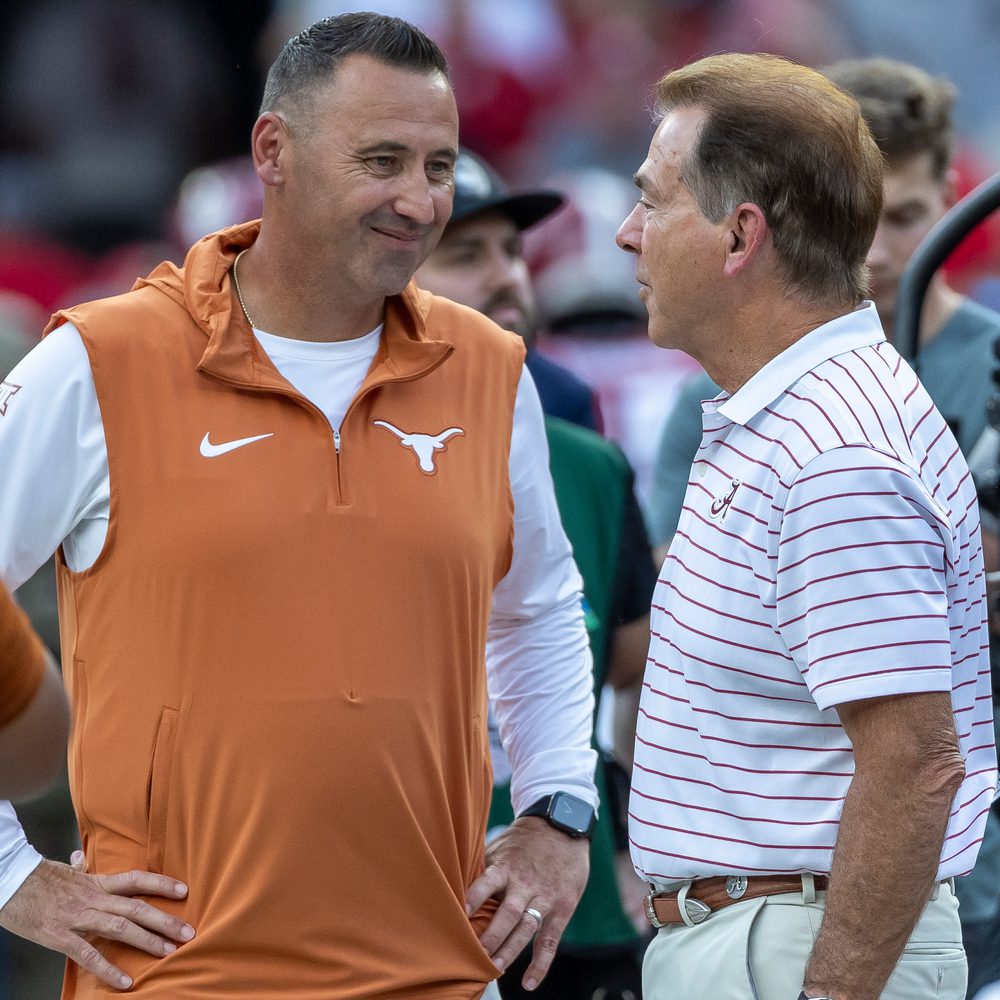 Texas head coach Steve Sarkisian visits with Alabama head coach Nick Saban Alabama News