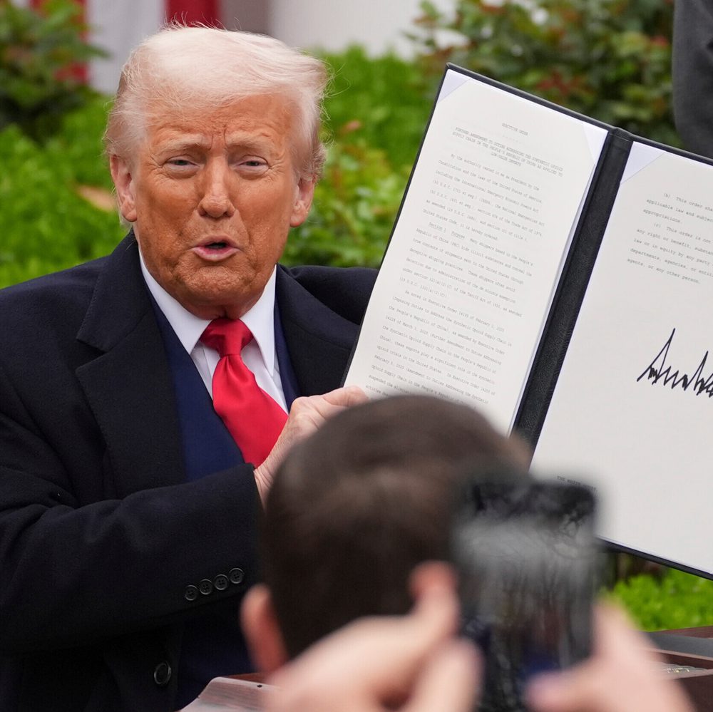 President Donald Trump holds a signed executive order during an event to announce new tariffs in the Rose Garden of the White House, Wednesday, April 2, 2025, in Washington. (AP Photo/Evan Vucci) Alabama News
