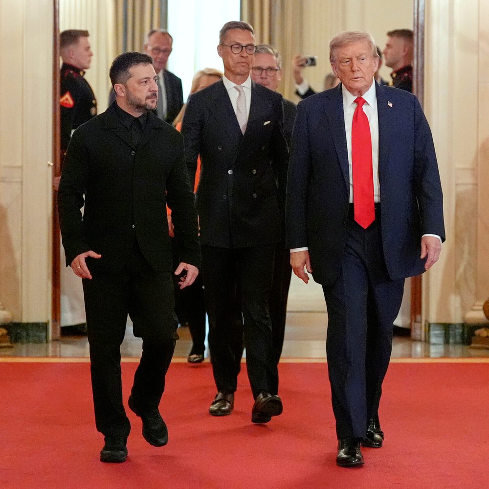 Ukraine's President Volodymyr Zelenskyy, from left, Finland's President Alexander Stubb and President Donald Trump walk through the Cross Hall of the White House, Monday, Aug. 18, 2025, in Washington. (AP Photo/Alex Brandon) Alabama News