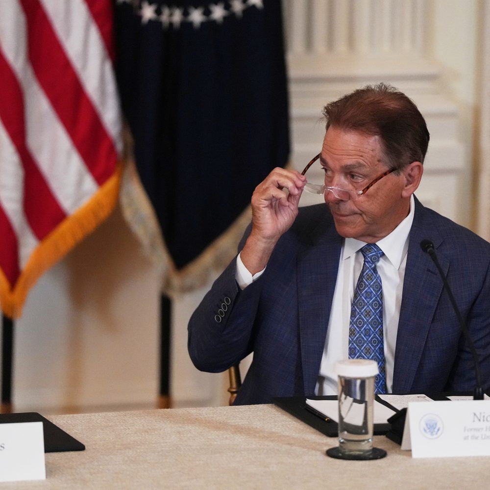 Former Alabama head coach Nick Saban is seen before a roundtable discussion about college sports in the East Room of the White House, Friday, March 6, 2026, in Washington. (AP Photo/Julia Demaree Nikhinson) Alabama News