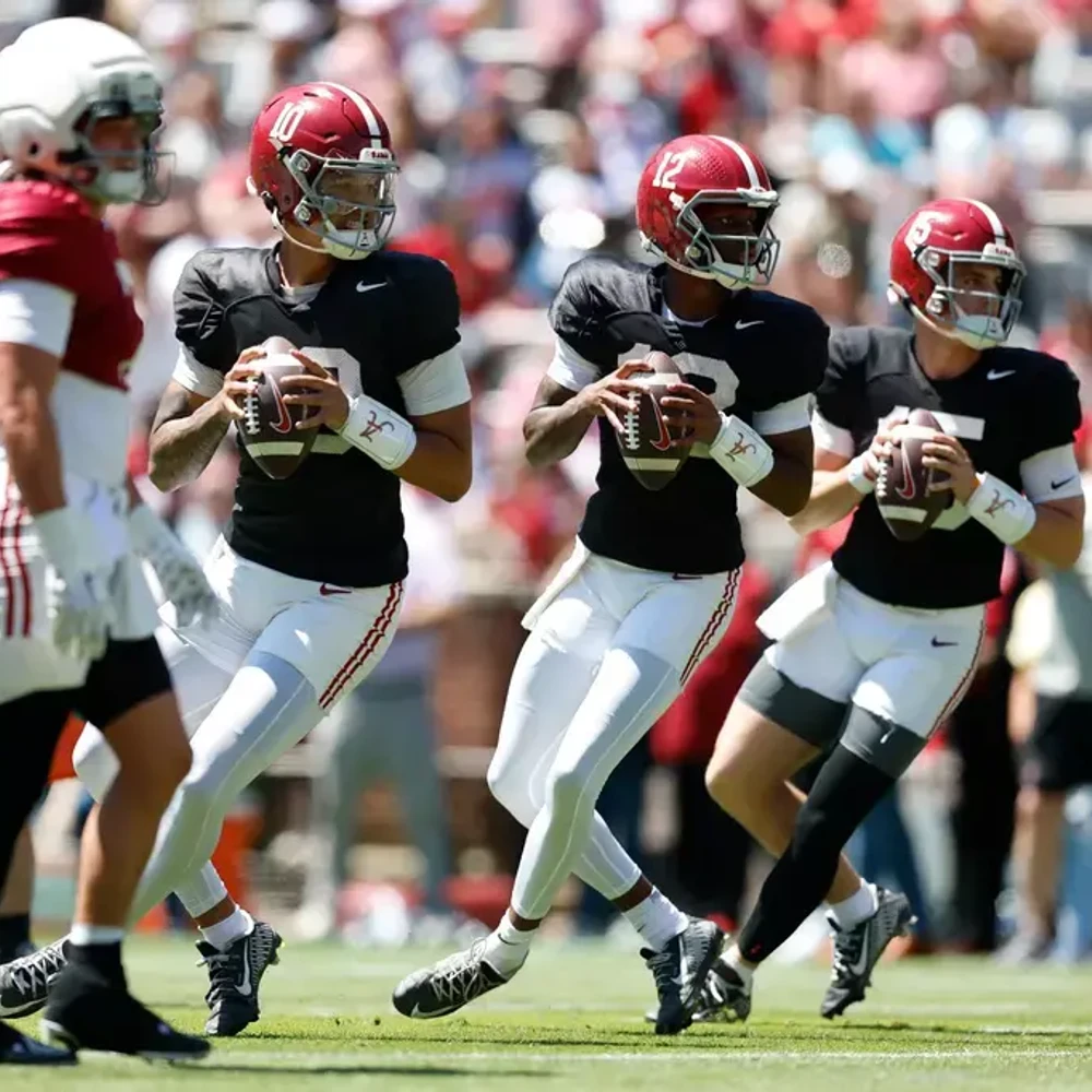 Alabama Quarterbacks Running Drills at A Day Alabama News
