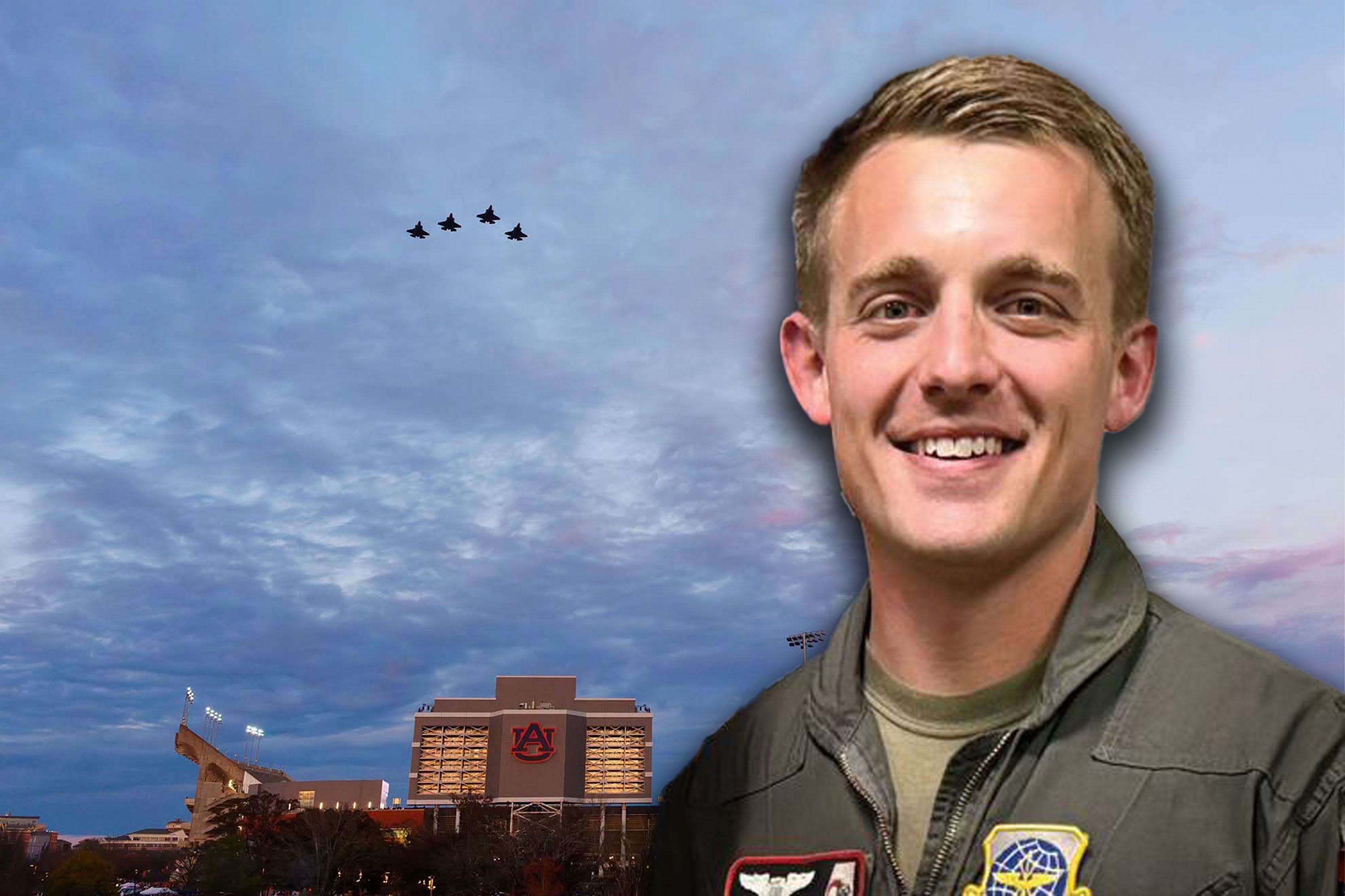 Flyovr Sign Auburn pre-game flyover to honor fallen airman
