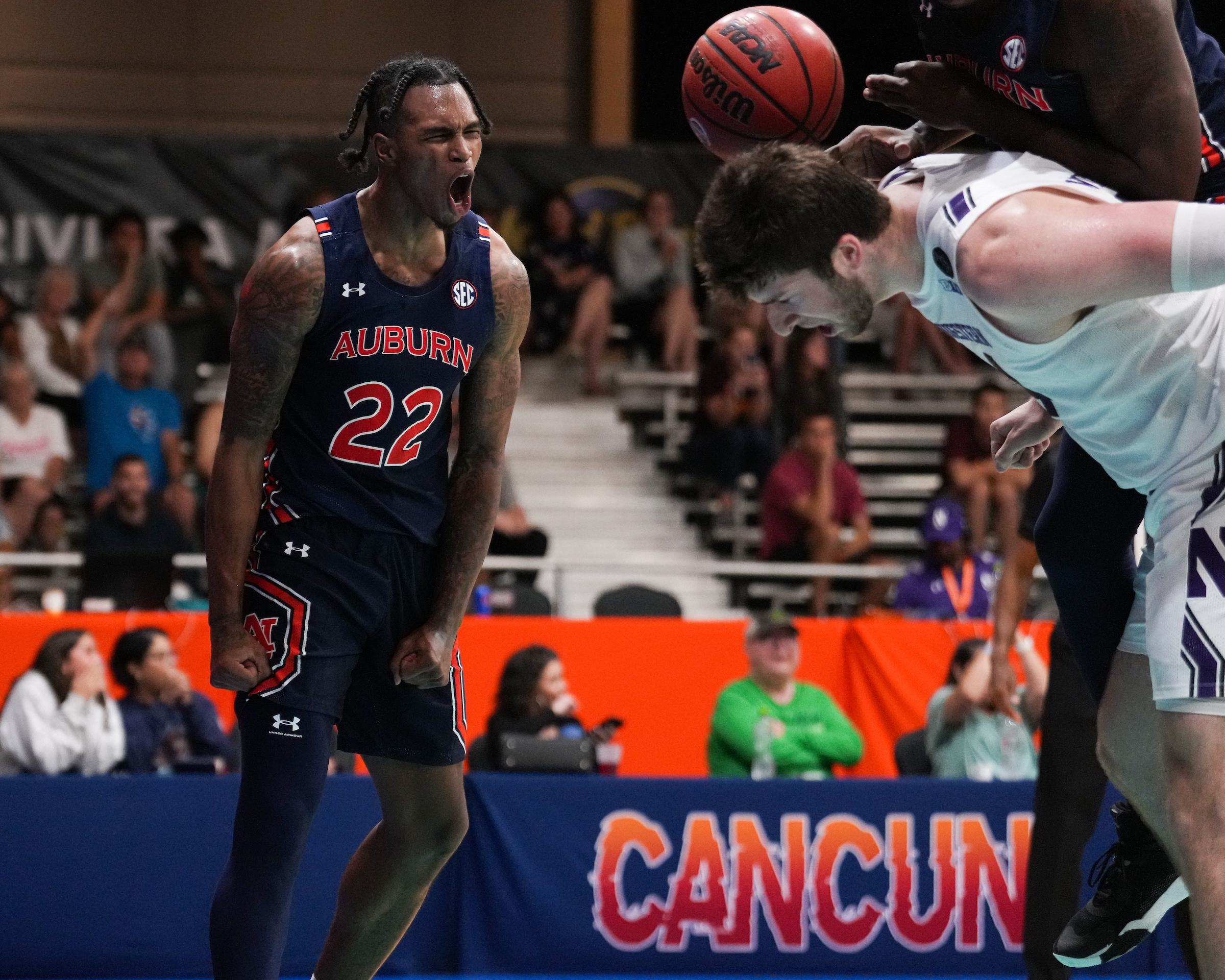 Allen Flanigan (22) during the Championship Game of the Cancun Challenge between the Nothwestern Wildcats and the #13 Auburn Tigers at the Hard Rock Riviera Maya in Cancun, Mexico on Wednesday, Nov 23, 2022. Steven Leonard/Auburn Tigers