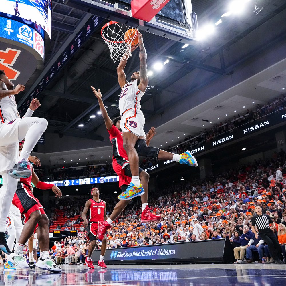 Allen Flanigan (22) during the game between the Georgia Buldogs and the #25 Auburn Tigers at Neville Arena in Auburn, AL on Wednesday, Feb 1, 2023. Zach Bland/Auburn Tigers Alabama News