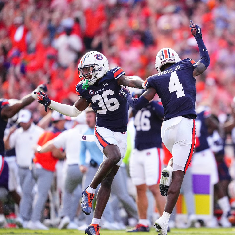 Auburn Defensive Back Jaylin Simpson 36 and Auburn Defensive Back DJ James 4 20230930 FB vs UGA ZB 0023 Alabama News