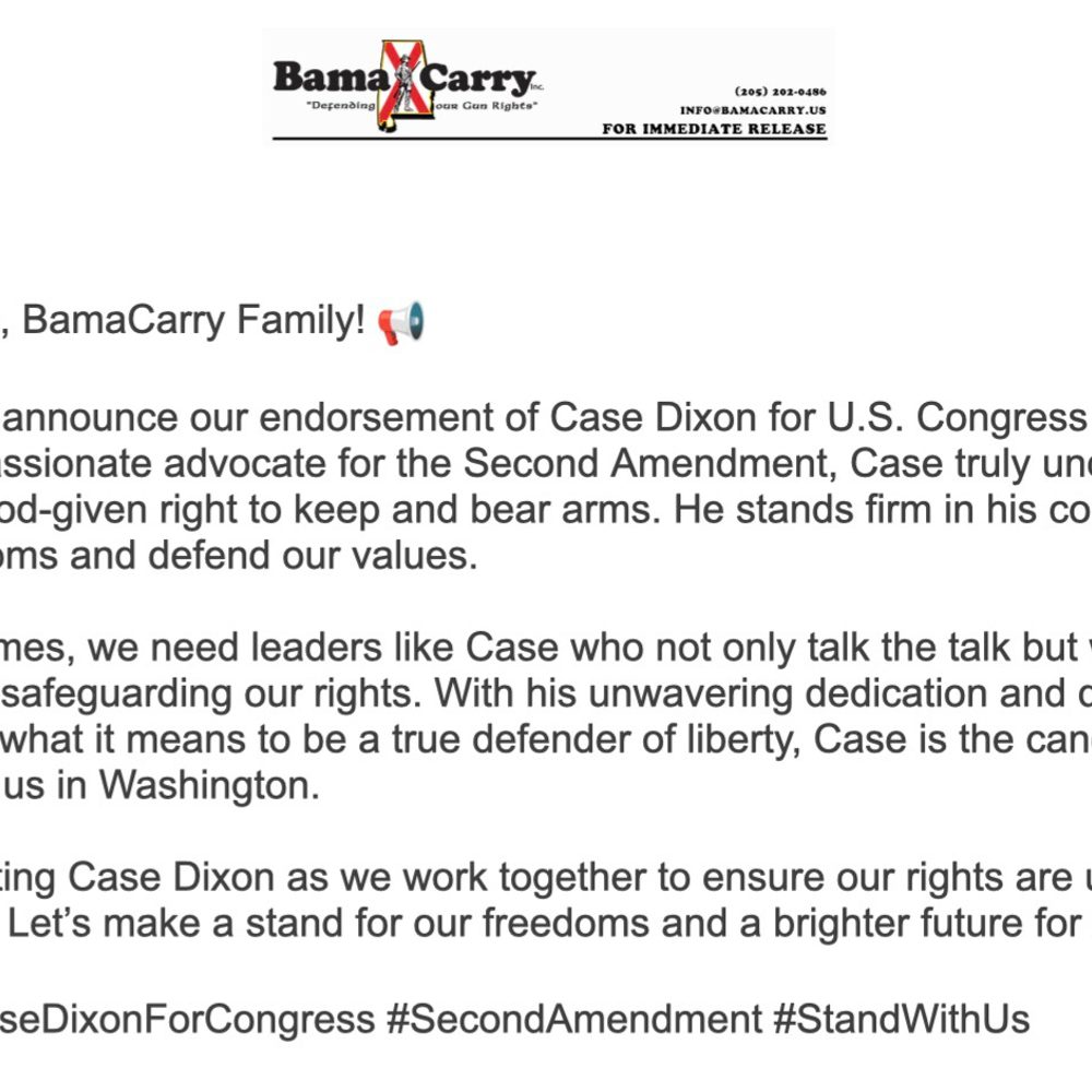 Case Dixon Bama Carry Endorsement Alabama News