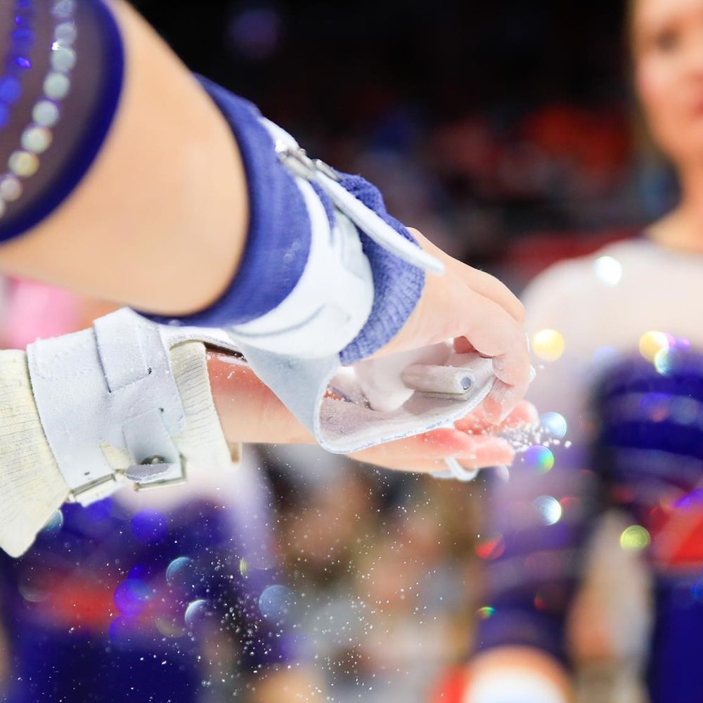 Auburn gymnast warms up at the meet vs. No. 2 Florida | Matthew Shannon/Auburn Athletics Alabama News