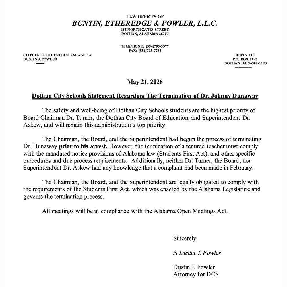 Dothan letter Alabama News