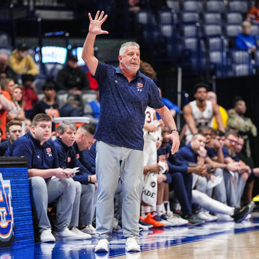 Head Coach Bruce Pearl during the game between the Arkansas Razorbacks and the Auburn Tigers at Bridgestone Arena in Nashville , TN on Thursday, Mar 9, 2023. Zach Bland/Auburn Tigers Alabama News
