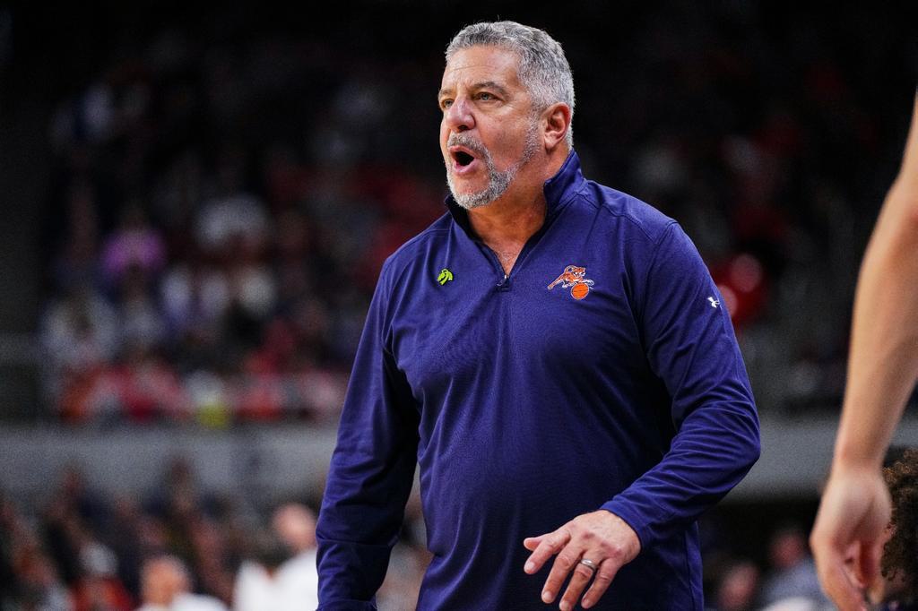 Head Coach Bruce Pearl during the game between the Mississippi State Bulldogs and the #21 Auburn Tigers at Neville Arena in Auburn, AL on Saturday, Jan 14, 2023.