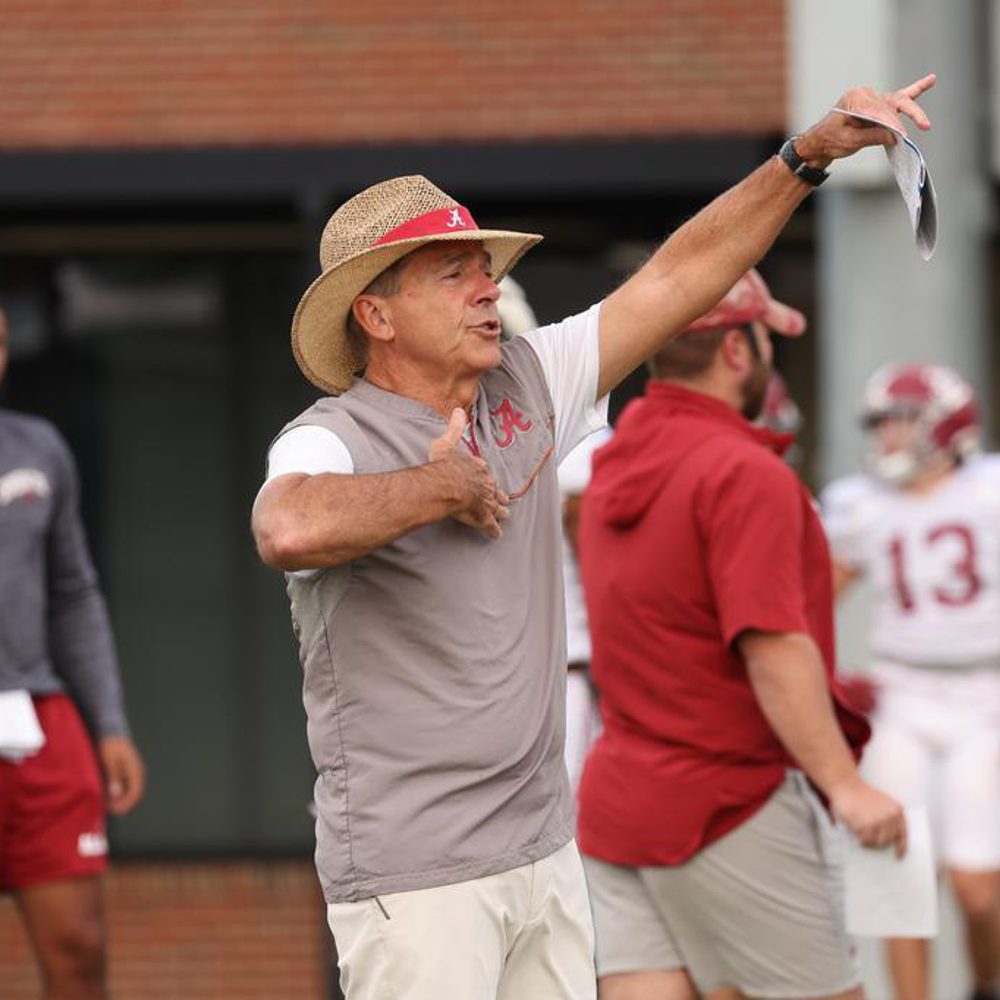 Nick Saban Practice vs Arkansas Photo by Crimson Tide Photos UA Athletics Alabama News