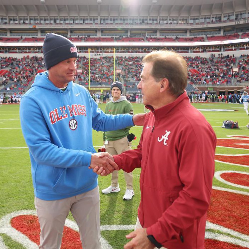 Nick Saban and Lane Kiffin Pregame Photo by Crimson Tide Photos UA Athletics Alabama News