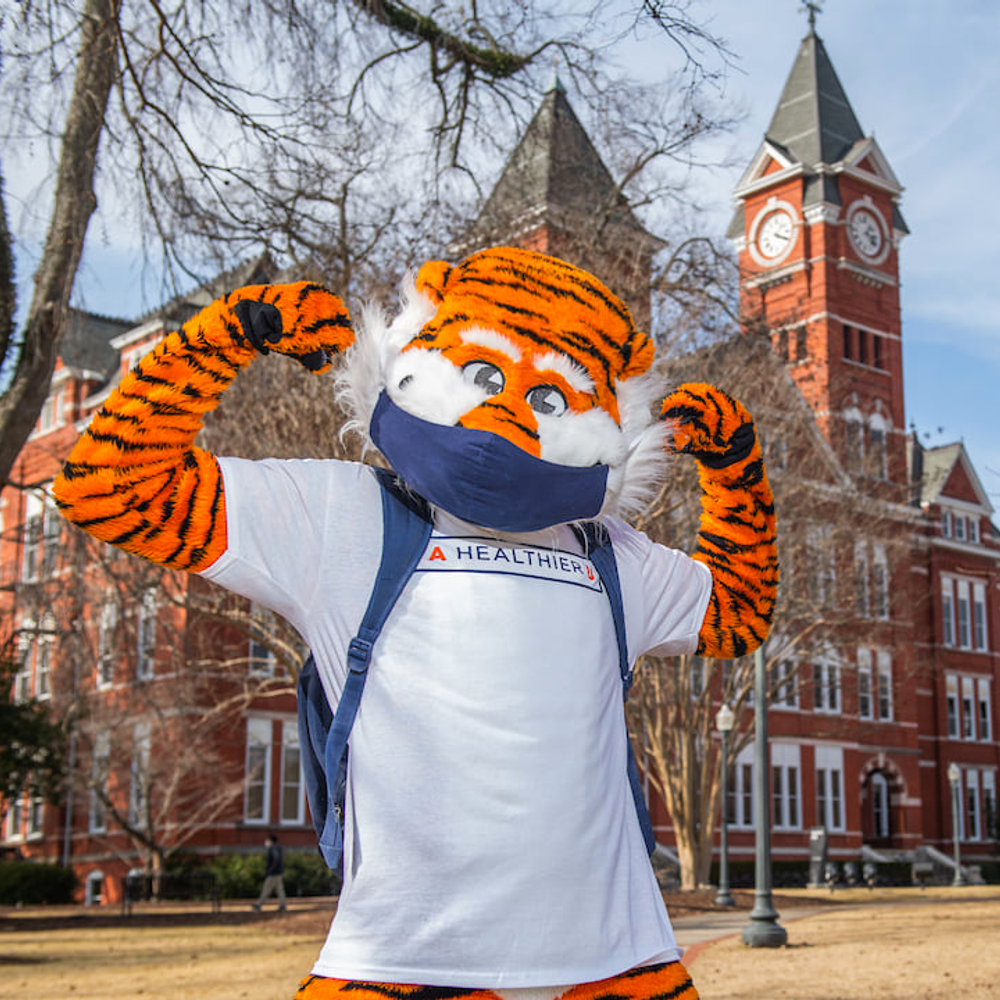 Aubie in mask. Photo from Auburns Facebook page Alabama News