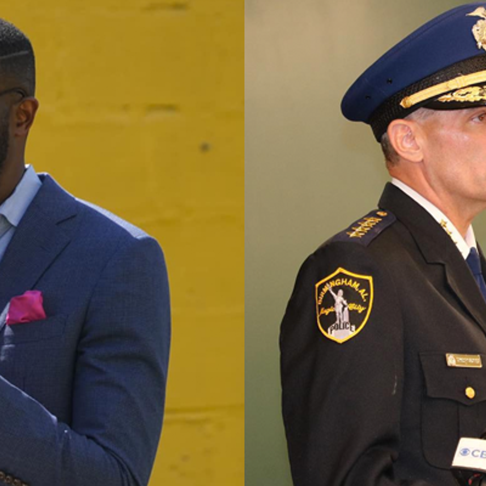Randall Woodfin left Scott Thurmond right Photos from Facebook Alabama News