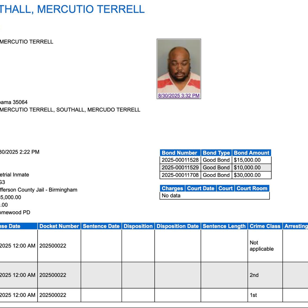Southall Jefferson County Jail Sept4 Alabama News