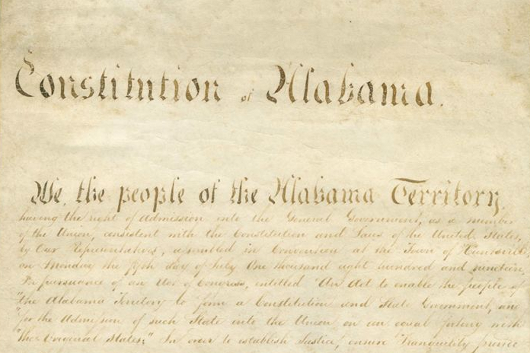 The 1819 Alabama Constitution Image from the Alabama Department of Archives and Historypng