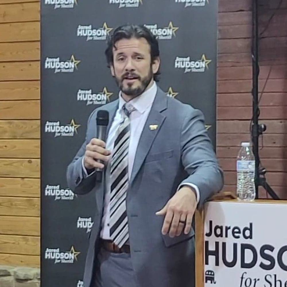 Jared Hudson speaks to supporters. Alabama News