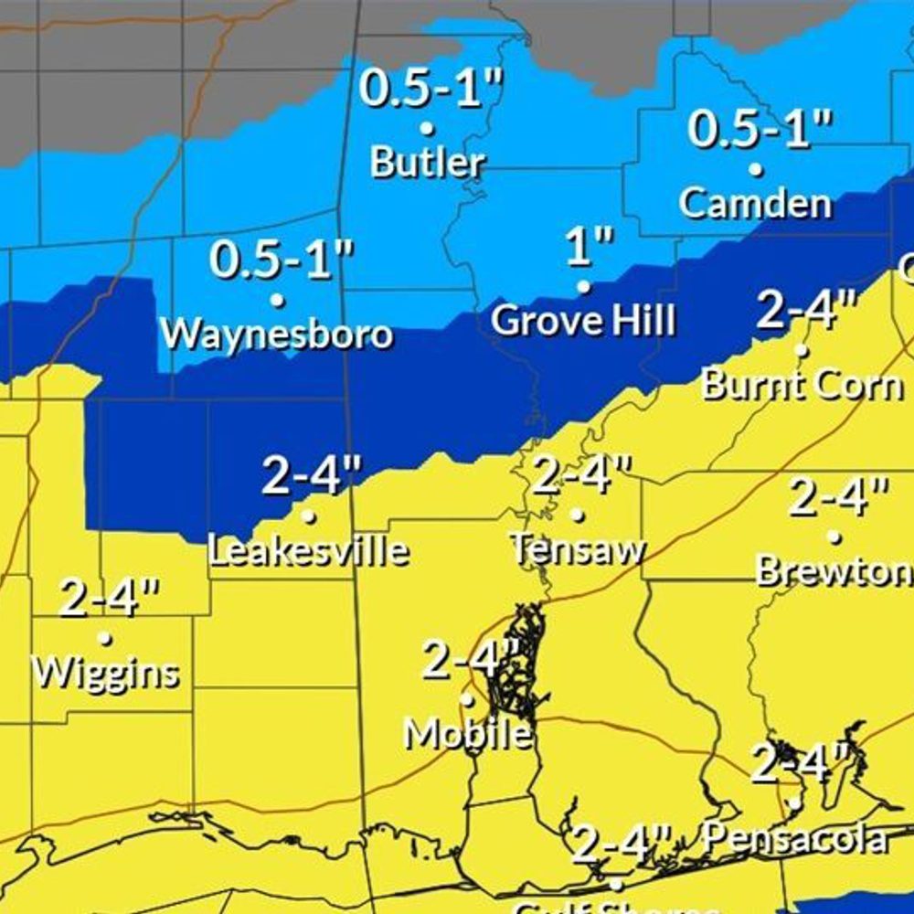 NWS Snow map Alabama News
