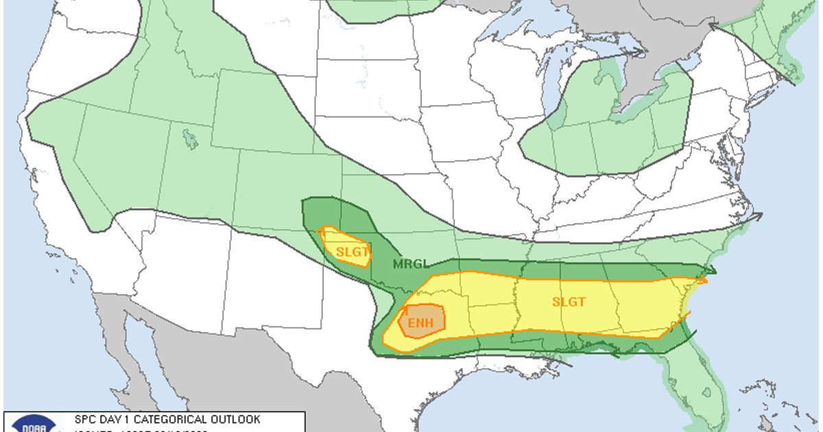 Alabama Hazard Ranking Graph Hazardous weather expected across Alabama Tuesday evening into Thursday