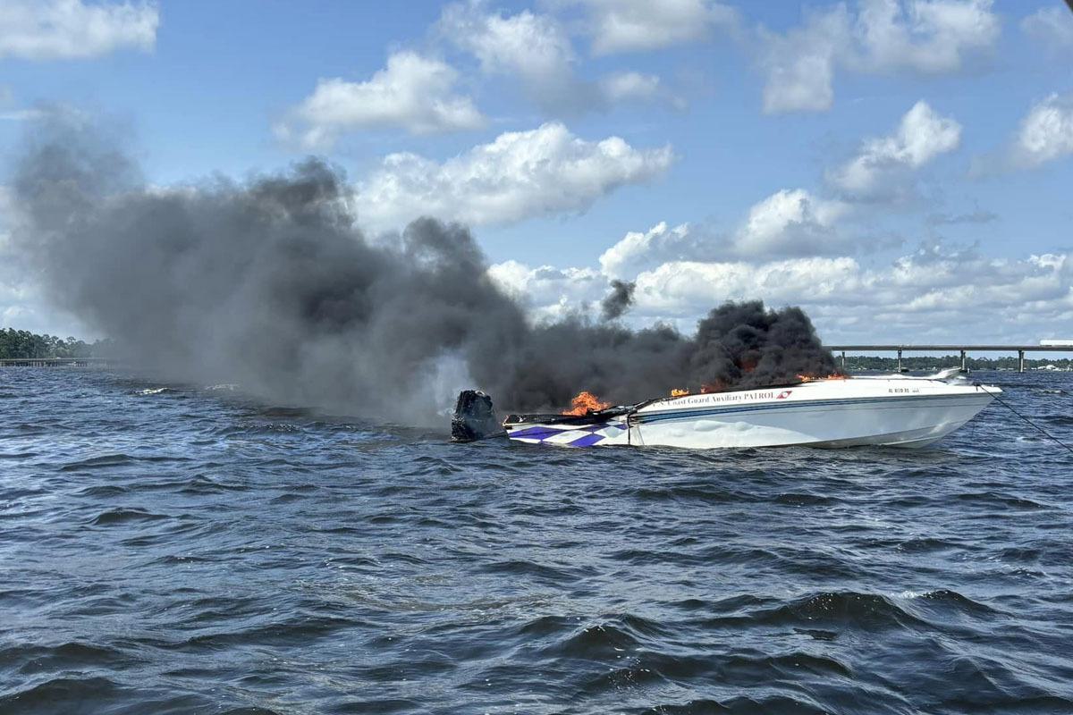 Exploded Boat Engine Man rescued from water after boat explosion in Perdido Bay