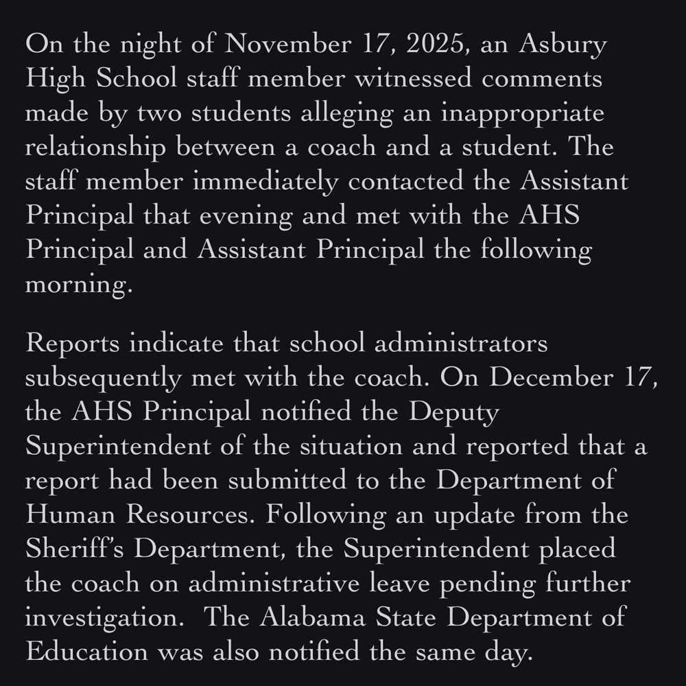 Cidy wigley statemetn asbury coach Alabama News