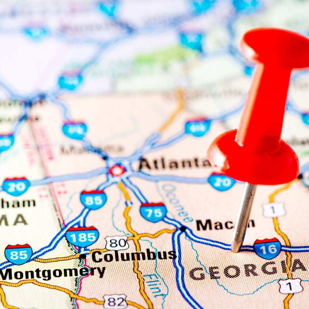 USA states on map: Georgia stock photo Alabama News