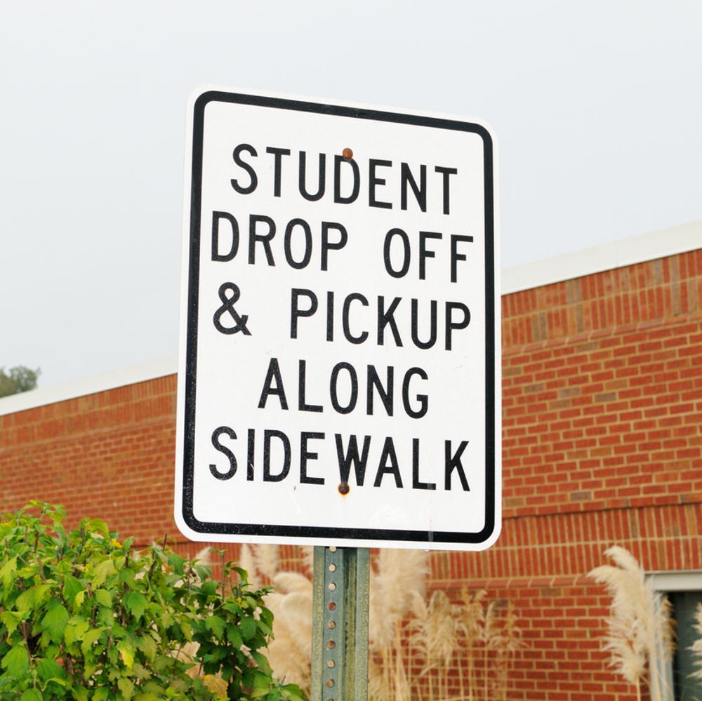 Student drop off and pickup sign stock photo Alabama News